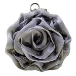 Goclothod Silver Rose-Shaped Satin Clutch Handbag