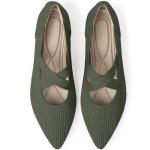 TINGRISE Womens Mary Jane Flats Knit Ballet Flats for Women Pointed Toe Dressy Comfortable Slip-On Flats Shoes for Work Casual Green US7