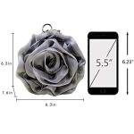 Goclothod Silver Rose-Shaped Satin Clutch Handbag