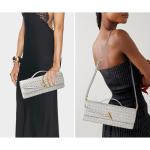 Joryin Woven Purse For Women Evening Clutch Woven Leather Handbags Crossbody Bag Suede Purse Formal Evening Bag, Light Gray