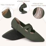 TINGRISE Womens Mary Jane Flats Knit Ballet Flats for Women Pointed Toe Dressy Comfortable Slip-On Flats Shoes for Work Casual Green US7
