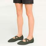 TINGRISE Womens Mary Jane Flats Knit Ballet Flats for Women Pointed Toe Dressy Comfortable Slip-On Flats Shoes for Work Casual Green US7