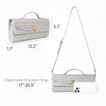 Joryin Woven Purse For Women Evening Clutch Woven Leather Handbags Crossbody Bag Suede Purse Formal Evening Bag, Light Gray