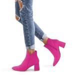 mysoft Women's Ankle Boots Chunky Block Low Heel Comfortable Pointed Toe Side V Cutout Dressy Office Booties with Zipper