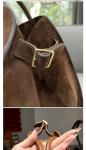 Women's Luxury Suede Tote Bag - Large Designer-Inspired Handbag - Fashionable Top Handle Work Bag - Hobo Tote (Brown smooth plain weave 10 inches)