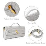 Joryin Woven Purse For Women Evening Clutch Woven Leather Handbags Crossbody Bag Suede Purse Formal Evening Bag, Light Gray