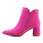 mysoft Women's Ankle Boots Chunky Block Low Heel Comfortable Pointed Toe Side V Cutout Dressy Office Booties with Zipper