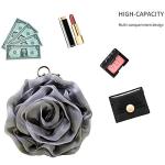Goclothod Silver Rose-Shaped Satin Clutch Handbag
