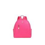 Tote&Carry Apollo BFF Backpack for Women, Vegan Leather, Water-Resistant, Carry-On Luggage for Travel, Work & Daily Use (Alligator Skin, Neon Pink)