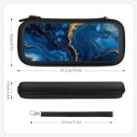 CWECVWE Women's Fashion Portable Travel Protective Switch Pouch Case Switch Storage Bag Luxury Marble Texture Gold And Blue