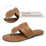 katliu Women's Flat Sandals Flip Flop Sandals Dressy Thong Sandals Brown