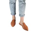 Maypie Womens Flat Mules Closed Pointed Toe Slip On Loafer Slides Backless Shoes, Brown, 7.5 B(M) US