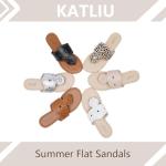 katliu Women's Flat Sandals Flip Flop Sandals Dressy Thong Sandals Brown