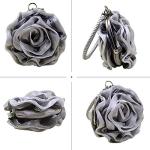 Goclothod Silver Rose-Shaped Satin Clutch Handbag