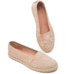 BABUDOG Women's Flats with Flower Embroideried,White Lace Ballet Flats,Comfortable Dress Flats(Brown.US11)
