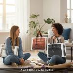 Dotpraise Chic Fashion-Inspired Tote Bag Set–Funny Gift for Women, Stylish Holiday Present, Reusable Shopping Tote & Grocery Bags (3-Pack Orange/Black/White)