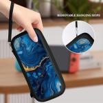 CWECVWE Women's Fashion Portable Travel Protective Switch Pouch Case Switch Storage Bag Luxury Marble Texture Gold And Blue
