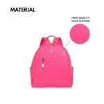 Tote&Carry Apollo BFF Backpack for Women, Vegan Leather, Water-Resistant, Carry-On Luggage for Travel, Work & Daily Use (Alligator Skin, Neon Pink)