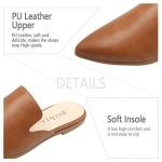 Maypie Womens Flat Mules Closed Pointed Toe Slip On Loafer Slides Backless Shoes, Brown, 7.5 B(M) US