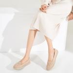 BABUDOG Women's Flats with Flower Embroideried,White Lace Ballet Flats,Comfortable Dress Flats(Brown.US11)