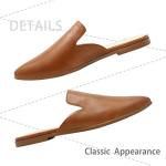 Maypie Womens Flat Mules Closed Pointed Toe Slip On Loafer Slides Backless Shoes, Brown, 7.5 B(M) US