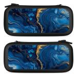 CWECVWE Women's Fashion Portable Travel Protective Switch Pouch Case Switch Storage Bag Luxury Marble Texture Gold And Blue