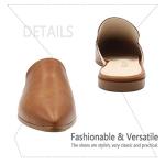 Maypie Womens Flat Mules Closed Pointed Toe Slip On Loafer Slides Backless Shoes, Brown, 7.5 B(M) US
