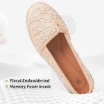 BABUDOG Women's Flats with Flower Embroideried,White Lace Ballet Flats,Comfortable Dress Flats(Brown.US11)