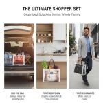 Dotpraise Chic Fashion-Inspired Tote Bag Set–Funny Gift for Women, Stylish Holiday Present, Reusable Shopping Tote & Grocery Bags (3-Pack Orange/Black/White)