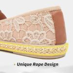 BABUDOG Women's Flats with Flower Embroideried,White Lace Ballet Flats,Comfortable Dress Flats(Brown.US11)