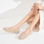 BABUDOG Women's Flats with Flower Embroideried,White Lace Ballet Flats,Comfortable Dress Flats(Brown.US11)