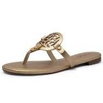 katliu Women's Flat Sandals Flip Flop Sandals Comfortable Dressy Thong Sandals Gold 8