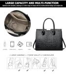 KingTo Women's Bag 3 Pcs Set Luxury Crocodile Pattern Tote Handbag Vegan Leather Wallet Card Top Handle Satchel Purse Set (Black)