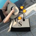 Salt Earth Personalized Initial Tote Bag for Women, 100% Cotton Canvas Tote Bag, Large Beach Grocery Utility Tote, Custom Monogram Reusable Shopping Bag for Work Travel Everyday Use