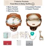 Yomiky Leather Diaper Bag Backpack for Women with Multiple Pockets,Laptop Compartment and Changing Pad.