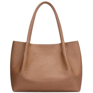 Chic Vegan Leather Tote Bag in Brown