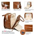 Yomiky Leather Diaper Bag Backpack for Women with Multiple Pockets,Laptop Compartment and Changing Pad.