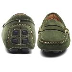 Osslue Women's Army Green Suede Leather Casual Penny Loafers Retro Ladies Moccasins Driving Mocs Comfort Slip-On Fashion Boat Shoes Classic Flats 8.5 M US XYM-1208-JLV085