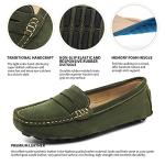 Osslue Women's Army Green Suede Leather Casual Penny Loafers Retro Ladies Moccasins Driving Mocs Comfort Slip-On Fashion Boat Shoes Classic Flats 8.5 M US XYM-1208-JLV085
