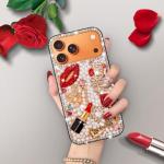 Erolagomat Bling Case for iPhone 17 Pro Max,Shiny Luxury Designer Phone Case with Glitter Sparkle Diamond Crystal Rhinestone Lips Lipstick Pearl Flowers High Heels，Soft Bumper Cover for Women Girl