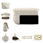 Ayliss Women Multipurpose Small/Medium Crossbody Bags Shoulder Handbag Coin Purse Trendy Clutch Evening Bag PU Leather Chain (White)