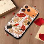 Erolagomat Bling Case for iPhone 17 Pro Max,Shiny Luxury Designer Phone Case with Glitter Sparkle Diamond Crystal Rhinestone Lips Lipstick Pearl Flowers High Heels，Soft Bumper Cover for Women Girl