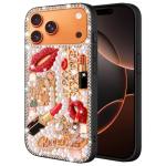 Erolagomat Bling Case for iPhone 17 Pro Max,Shiny Luxury Designer Phone Case with Glitter Sparkle Diamond Crystal Rhinestone Lips Lipstick Pearl Flowers High Heels，Soft Bumper Cover for Women Girl