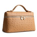 Rejolly Crossbody Bag for Women Small Top-Handle Pouch Purse Shoulder Handbag Synthetic Ostrich Leather Brown (Gold Hardware)