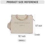 Chinllo Tote Bag for Women Quilted Chains Satchel Purse and Handbags with Shoulder Strap (E.Beige-Ms)