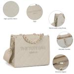 Chinllo Tote Bag for Women Quilted Chains Satchel Purse and Handbags with Shoulder Strap (E.Beige-Ms)