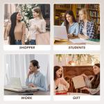 14 Inch Laptop Tote Bag for Women, Lightweight Nylon Work Shoulder Bag, Water-Resistant Computer Handbag with Pockets for Business Travel & Commute (Apricot)