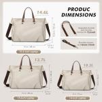 14 Inch Laptop Tote Bag for Women, Lightweight Nylon Work Shoulder Bag, Water-Resistant Computer Handbag with Pockets for Business Travel & Commute (Apricot)