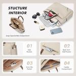 14 Inch Laptop Tote Bag for Women, Lightweight Nylon Work Shoulder Bag, Water-Resistant Computer Handbag with Pockets for Business Travel & Commute (Apricot)