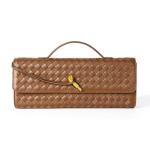 Joryin Woven Purse For Women Evening Clutch Woven Leather Handbags Crossbody Bag Suede Purse Formal Evening Bag, Chestnut